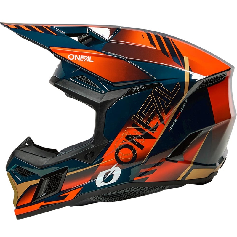 Motocross-Helm O'Neal 3SRS Haze blau-orange-gold
