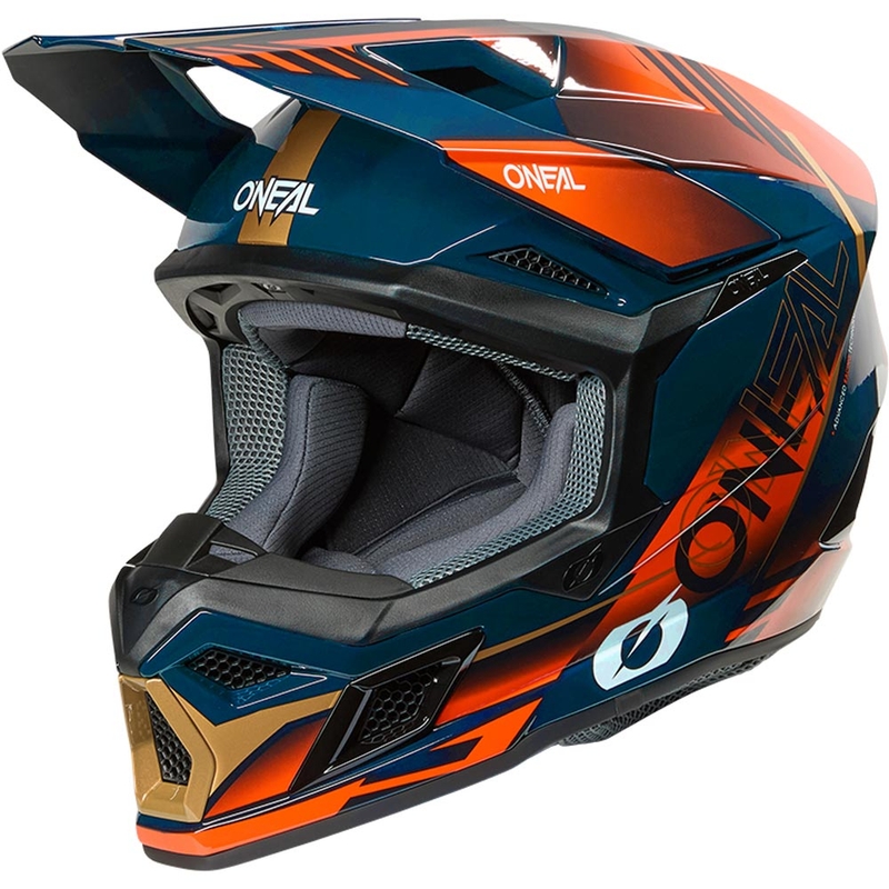 Motocross-Helm O'Neal 3SRS Haze blau-orange-gold