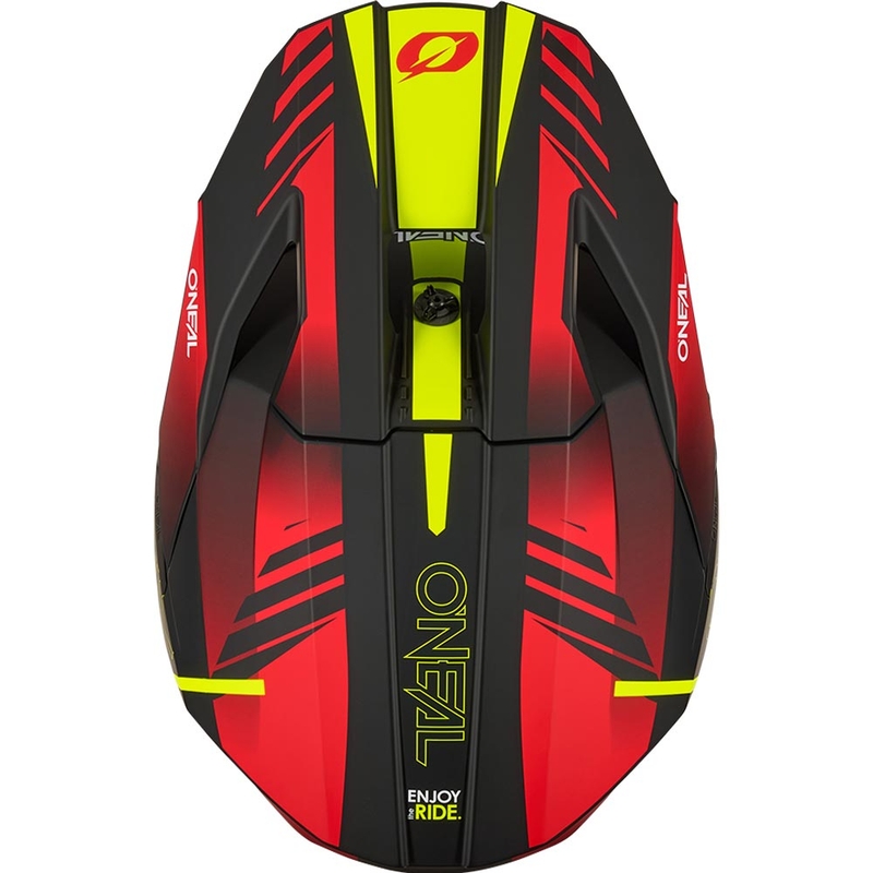 Motocross-Helm O'Neal 3SRS Haze, matt schwarz-rot-fluoreszierend gelb