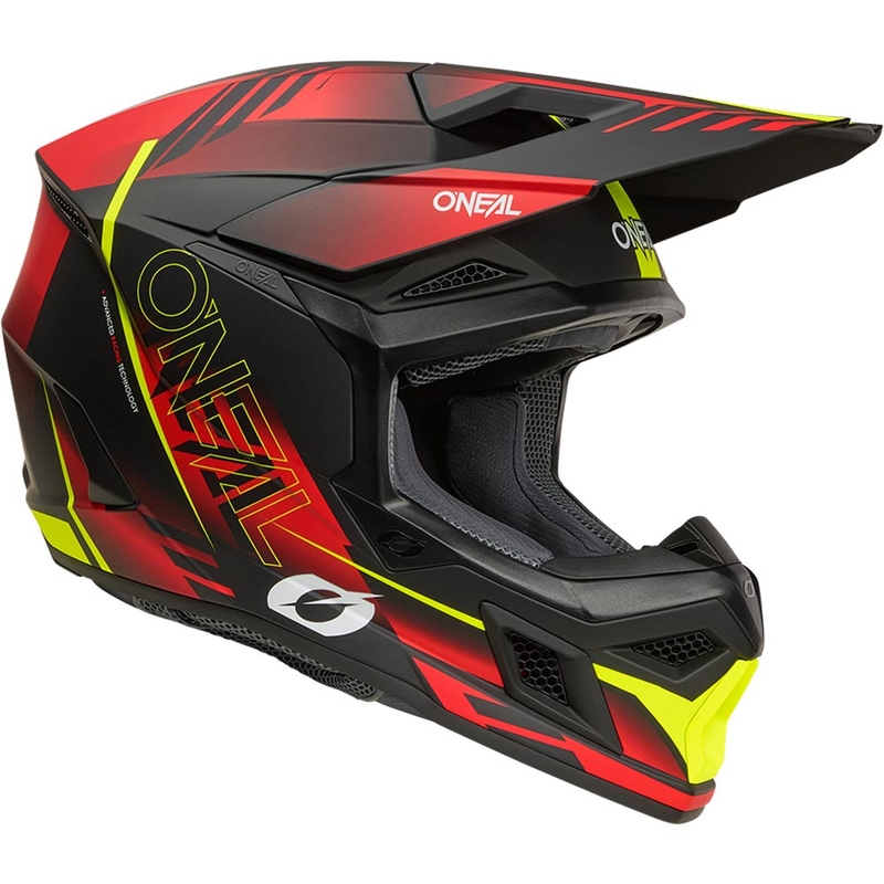 Motocross-Helm O'Neal 3SRS Haze, matt schwarz-rot-fluoreszierend gelb