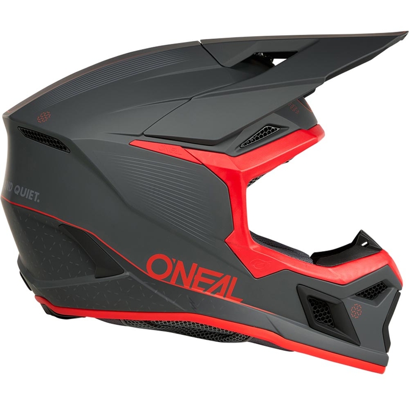 Motocross-Helm O'Neal 3SRS E-Stroke mattgrau-rot