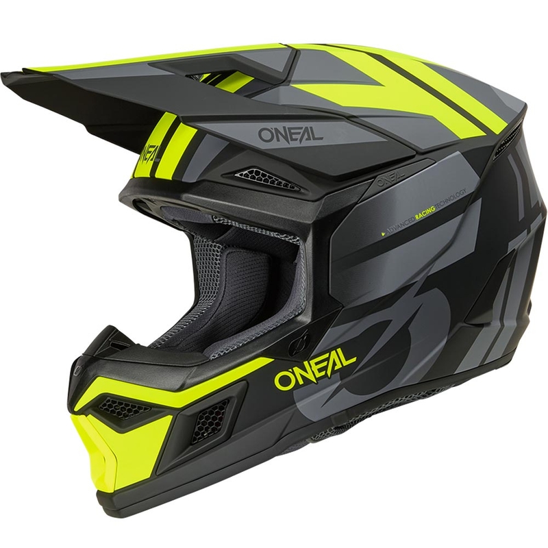 Motocross-Helm O´Neal 3SRS Ride, matt schwarz-grau-fluoreszierend gelb