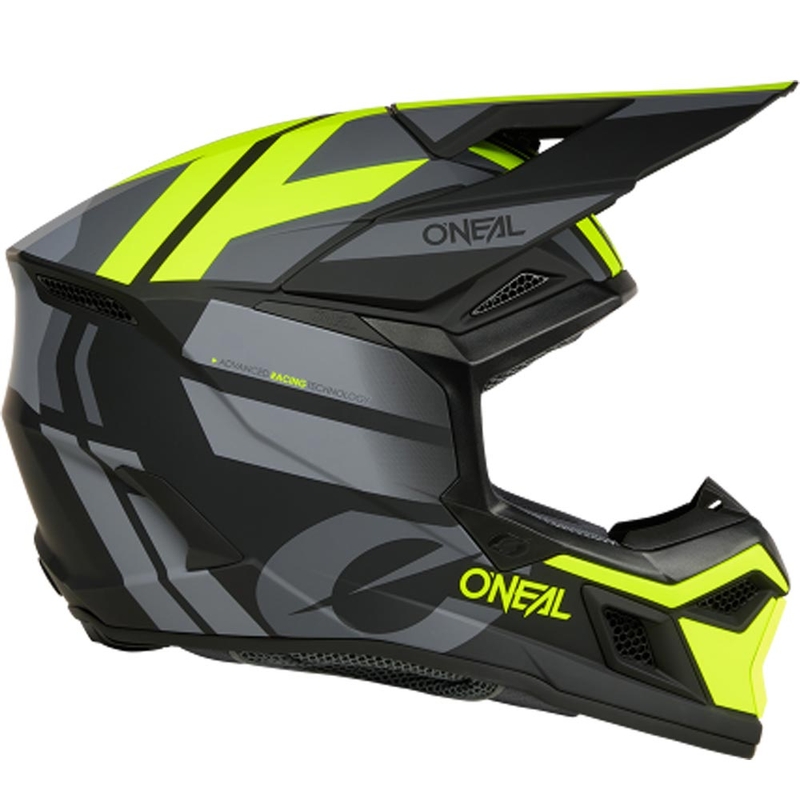 Motocross-Helm O´Neal 3SRS Ride, matt schwarz-grau-fluoreszierend gelb