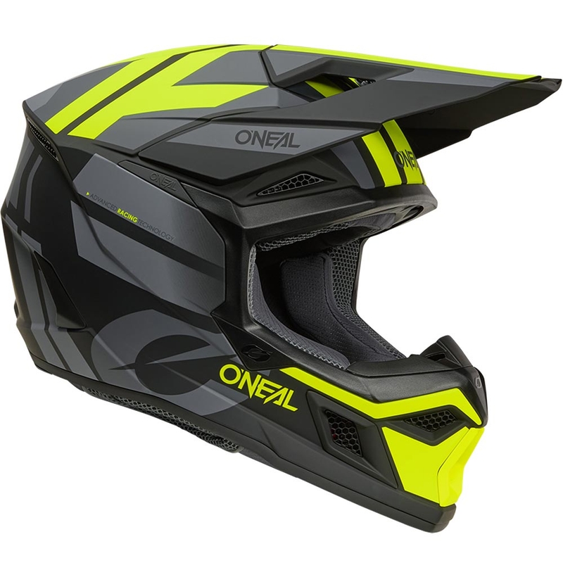 Motocross-Helm O´Neal 3SRS Ride, matt schwarz-grau-fluoreszierend gelb