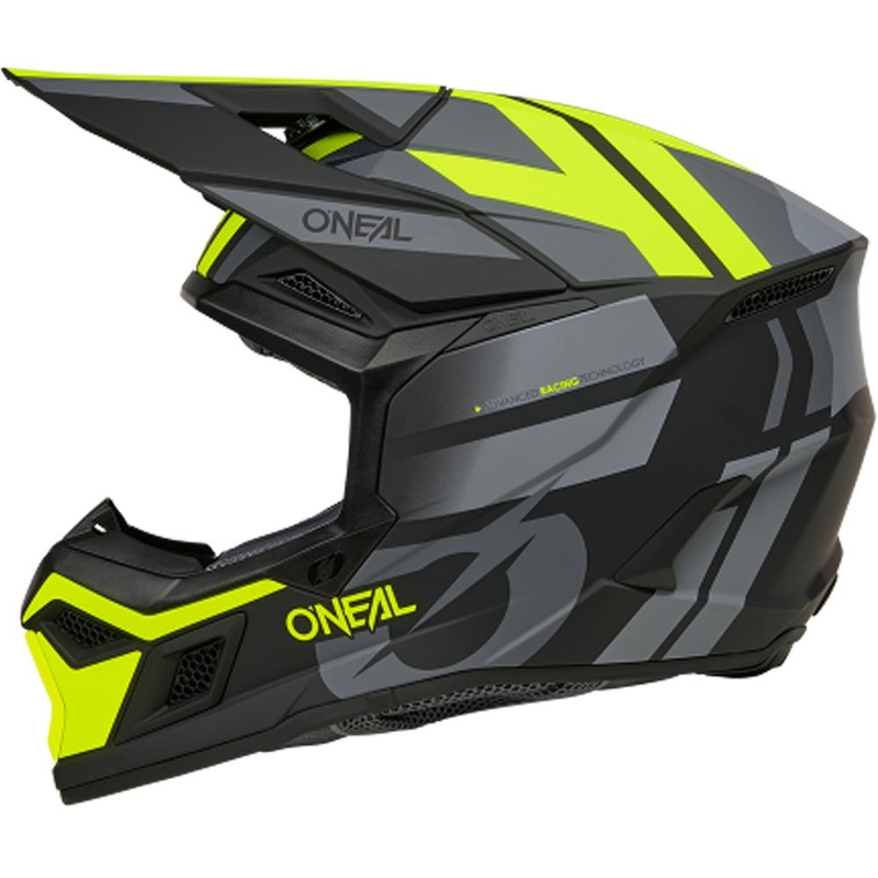 Motocross-Helm O´Neal 3SRS Ride, matt schwarz-grau-fluoreszierend gelb