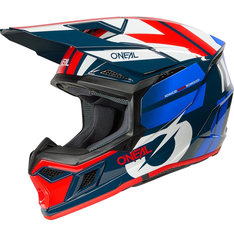 Motocross-Helm O'Neal 3SRS Ride blau-weiß-rot