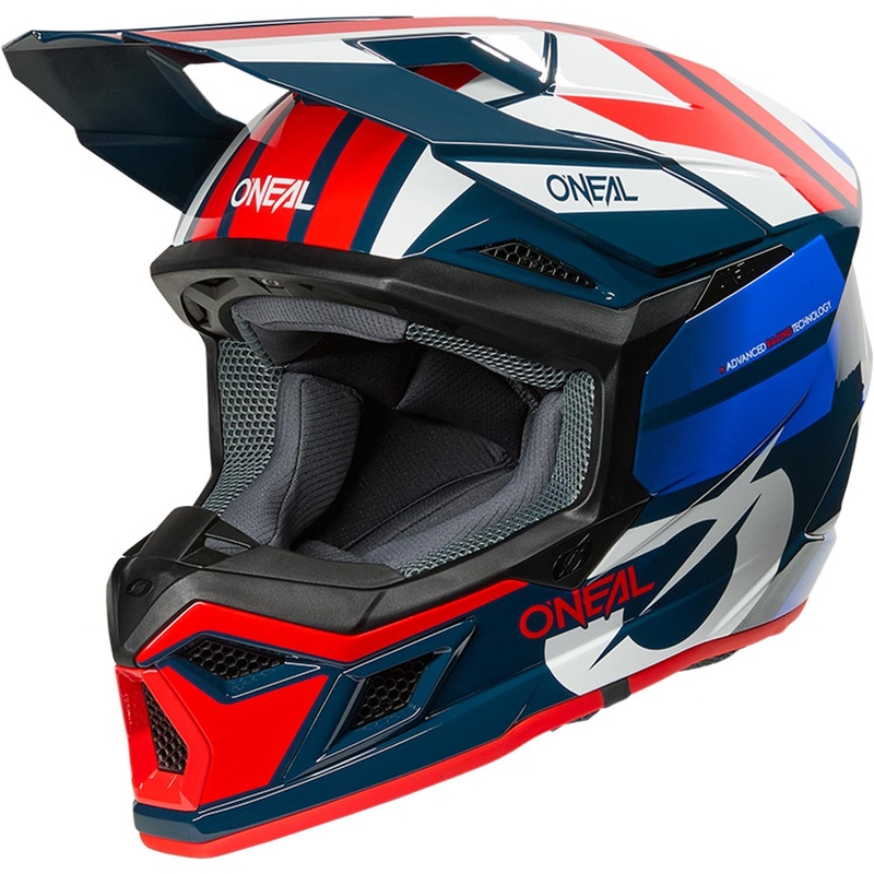 Motocross-Helm O'Neal 3SRS Ride blau-weiß-rot