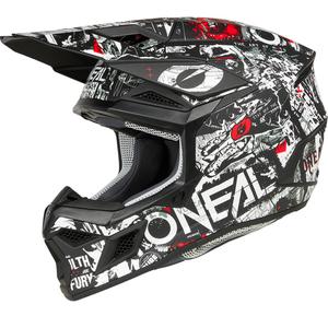 Motocross-Helm O'Neal 3SRS Attack, matt schwarz-weiß