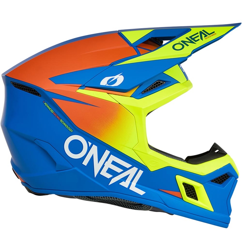 Motocross-Helm O´Neal 3SRS Solid, mattblau-fluoreszierend gelb