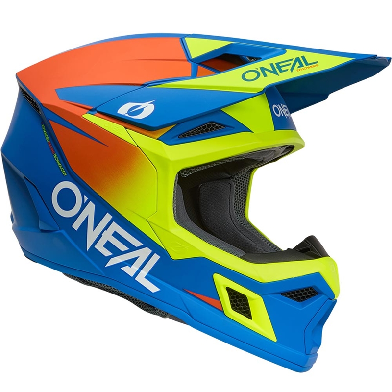 Motocross-Helm O´Neal 3SRS Solid, mattblau-fluoreszierend gelb