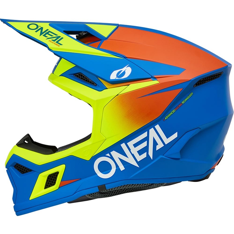 Motocross-Helm O´Neal 3SRS Solid, mattblau-fluoreszierend gelb