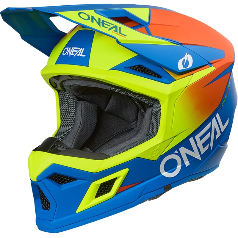 Motocross-Helm O´Neal 3SRS Solid, mattblau-fluoreszierend gelb