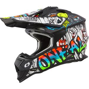 Motocross-Helm O´Neal 2SRS Rancid, matt schwarz-weiß