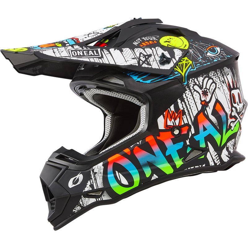 Motocross-Helm O´Neal 2SRS Rancid, matt schwarz-weiß
