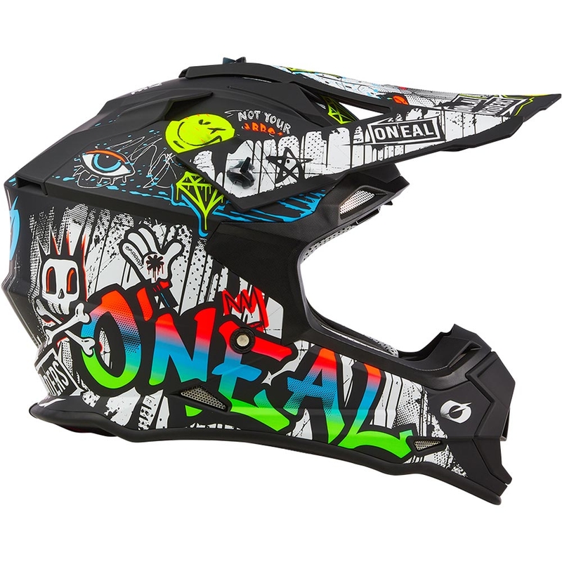 Motocross-Helm O´Neal 2SRS Rancid, matt schwarz-weiß