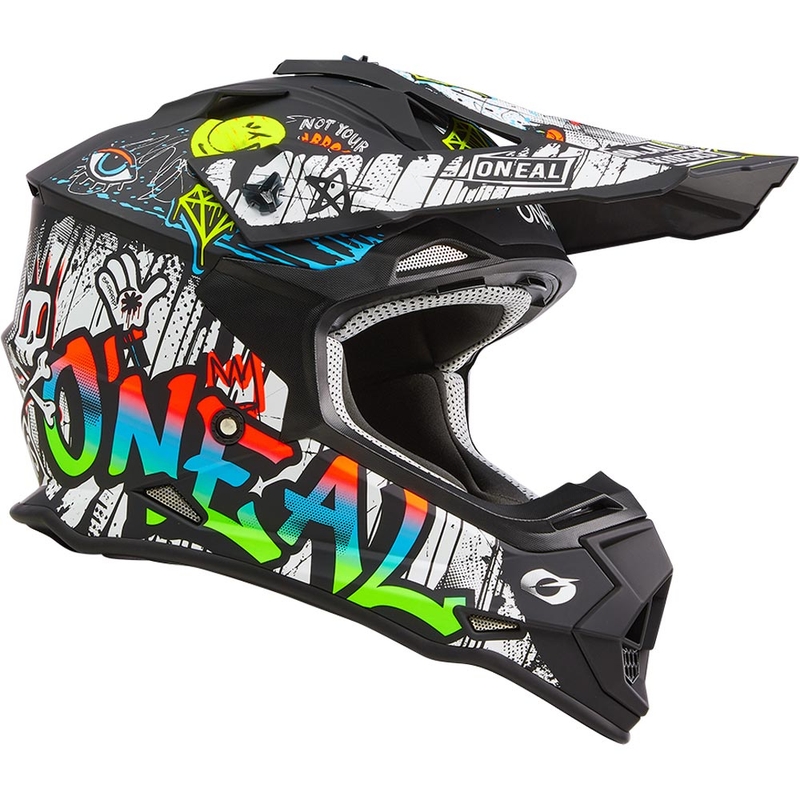 Motocross-Helm O´Neal 2SRS Rancid, matt schwarz-weiß