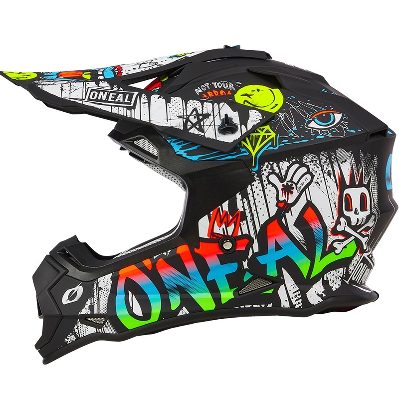 Motocross-Helm O´Neal 2SRS Rancid, matt schwarz-weiß