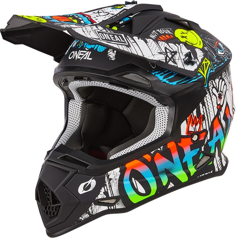 Motocross-Helm O´Neal 2SRS Rancid, matt schwarz-weiß
