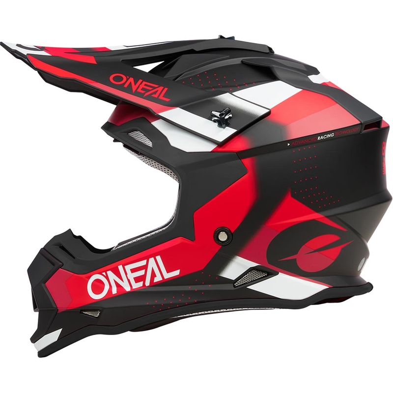 Motocross-Helm O'Neal 2SRS Spyde, matt schwarz-rot-weiß