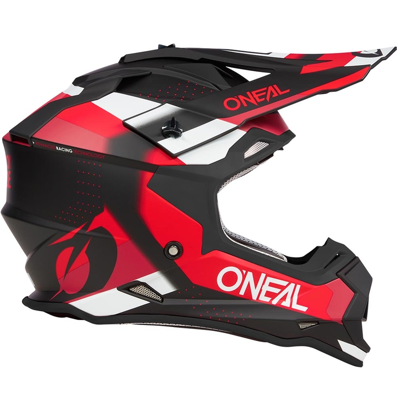 Motocross-Helm O'Neal 2SRS Spyde, matt schwarz-rot-weiß