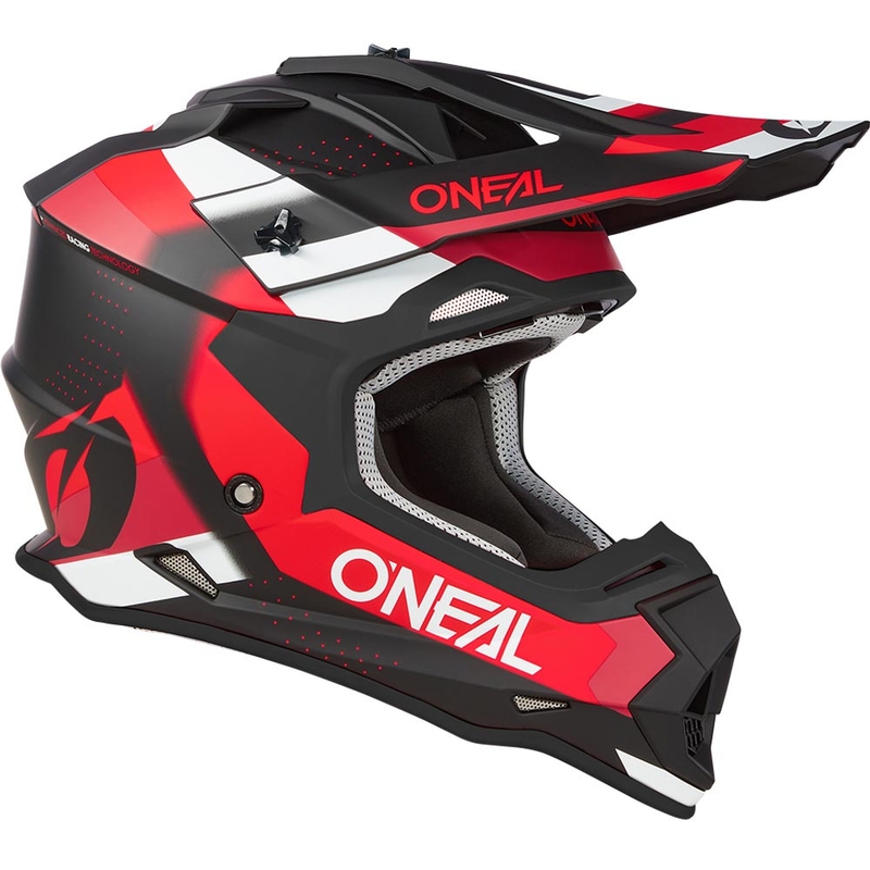 Motocross-Helm O'Neal 2SRS Spyde, matt schwarz-rot-weiß