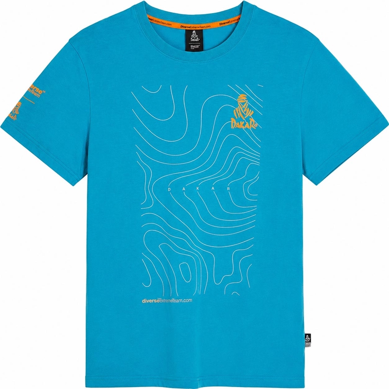 Dakar-Karten-T-Shirt blau