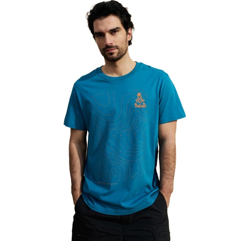 Dakar-Karten-T-Shirt blau
