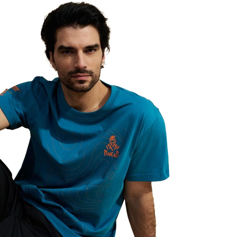 Dakar-Karten-T-Shirt blau