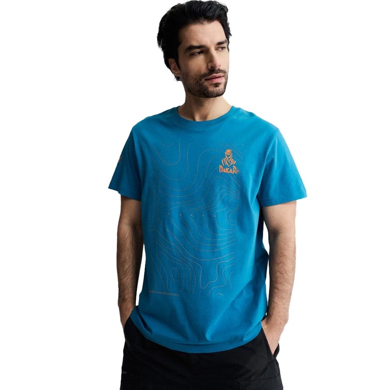 Dakar-Karten-T-Shirt blau