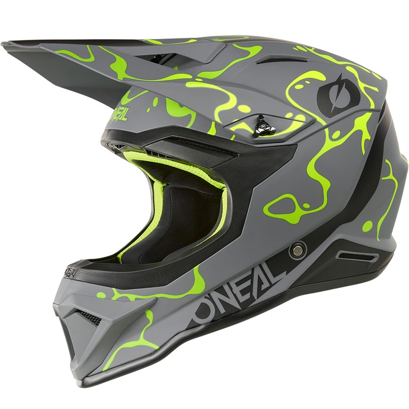 Motocross-Helm O'Neal 1SRS Splash, mattgrau-fluoreszierend gelb