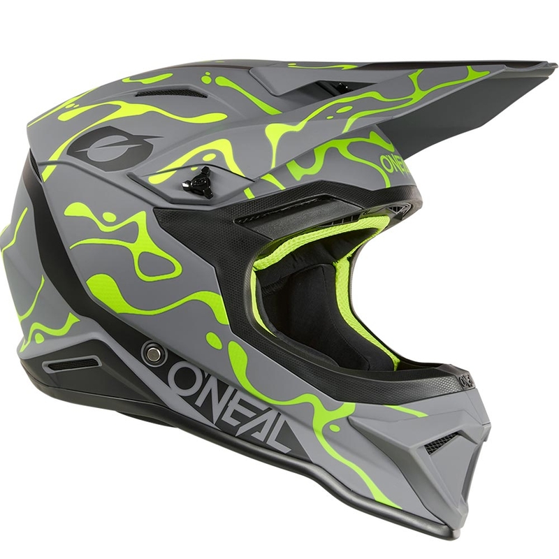 Motocross-Helm O'Neal 1SRS Splash, mattgrau-fluoreszierend gelb