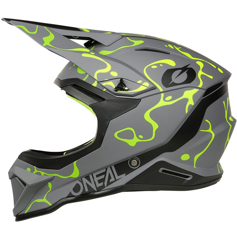 Motocross-Helm O'Neal 1SRS Splash, mattgrau-fluoreszierend gelb