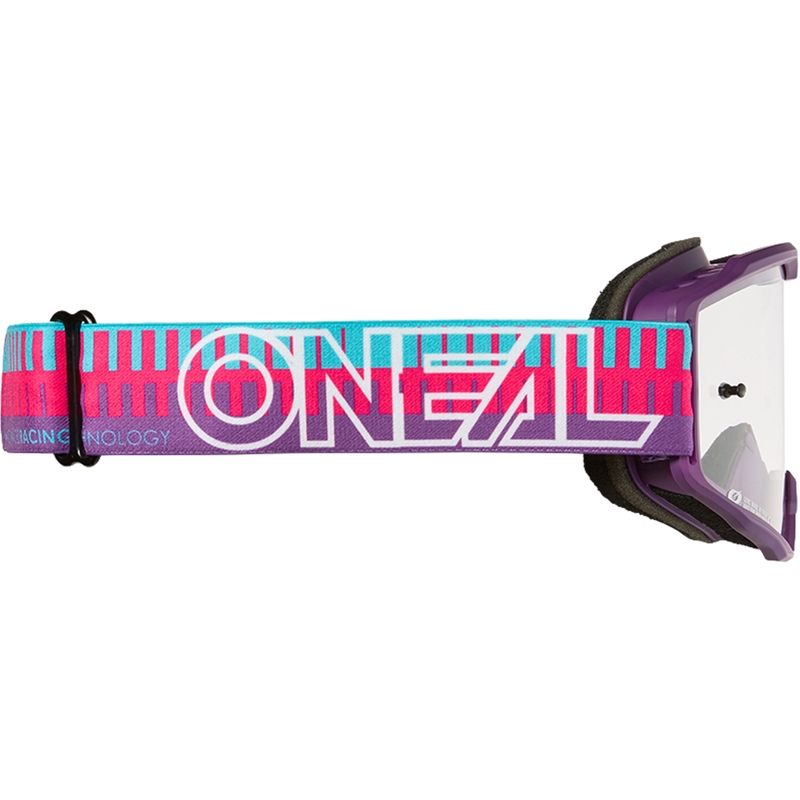 Motocross-Brille O´Neal B-10, gestreift, pink-lila (klares Plexiglas)