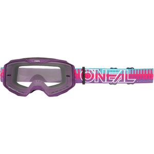 Motocross-Brille O´Neal B-10, gestreift, pink-lila (klares Plexiglas)