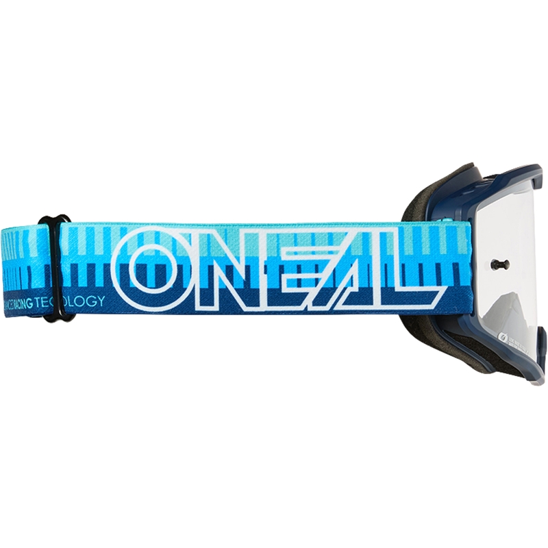 Motocross-Brille O´Neal B-10, gestreift blau (klares Plexiglas)