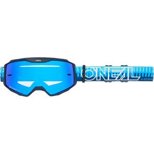 Motocross-Brille O´Neal B-10, gestreift blau (iridiumblaues Plexiglas)