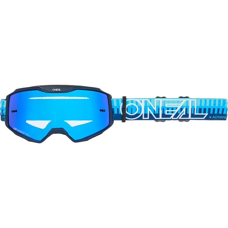 Motocross-Brille O´Neal B-10, gestreift blau (iridiumblaues Plexiglas)
