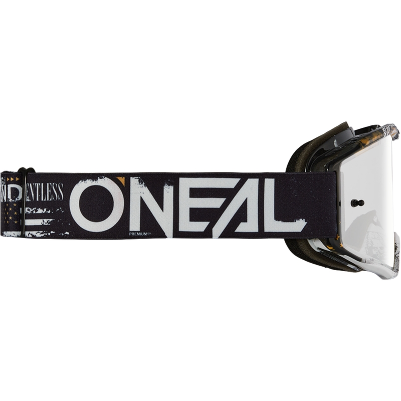 Motocross-Brille O´Neal B-10 Attack schwarz-weiß (verspiegeltes silbernes Plexiglas)