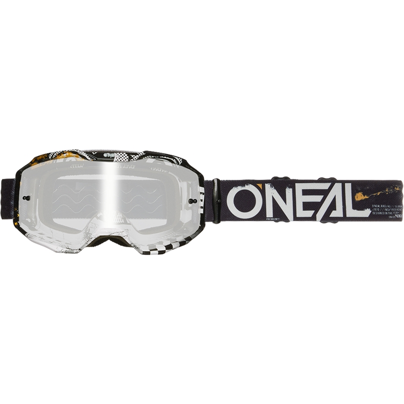 Motocross-Brille O´Neal B-10 Attack schwarz-weiß (verspiegeltes silbernes Plexiglas)