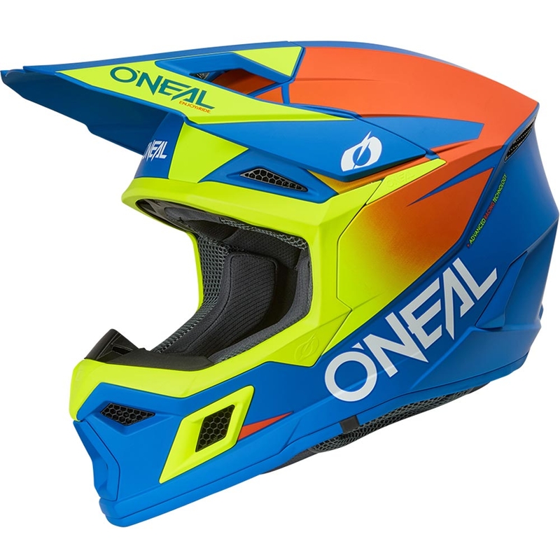 O'Neal 3SRS Kinder-Motocrosshelm, einfarbig matt blau-fluoreszierend gelb