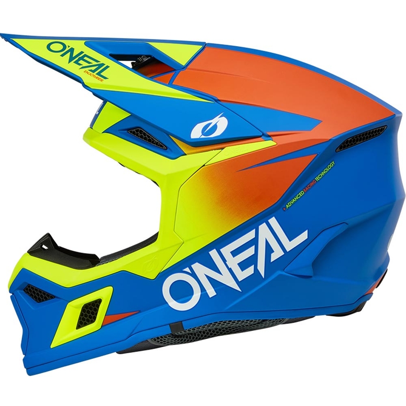 O'Neal 3SRS Kinder-Motocrosshelm, einfarbig matt blau-fluoreszierend gelb