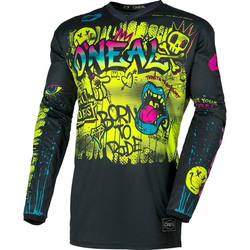 O'Neal Element Rancid Kinder-Motocross-Trikot Schwarz-Fluoreszierendes Gelb