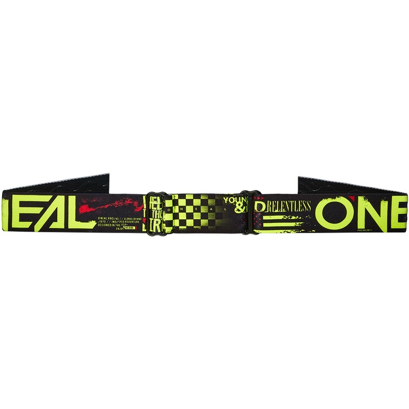 Kinder-Motocrossbrille O'Neal B-10 Attack, schwarz-fluoreszierend gelb mit iridiumblauem Plexiglas
