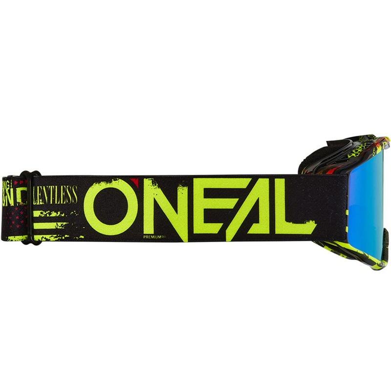 Kinder-Motocrossbrille O'Neal B-10 Attack, schwarz-fluoreszierend gelb mit iridiumblauem Plexiglas