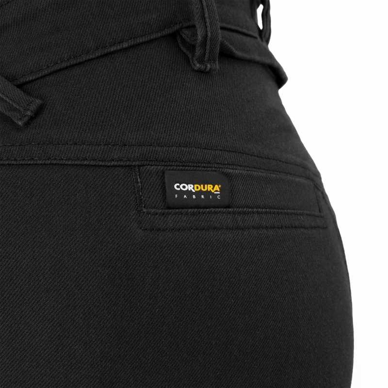 Schwarze, knöchellange Motorradjeans für Damen von Shima (Modell Recon).