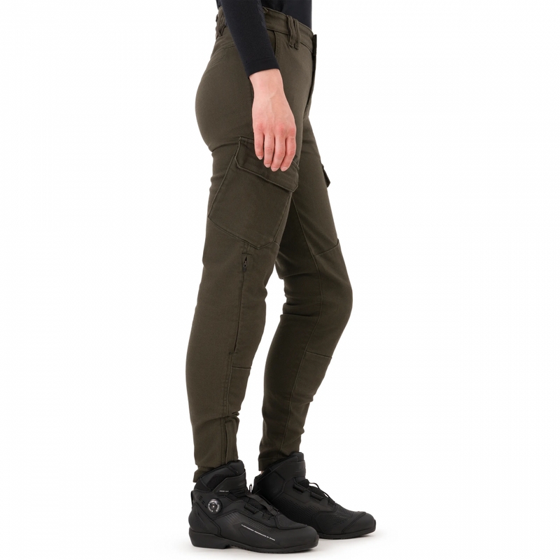 Shima Recon Damen-Motorradjeans in Cropped-Länge, grün