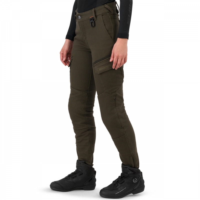Shima Recon Damen-Motorradjeans in Cropped-Länge, grün