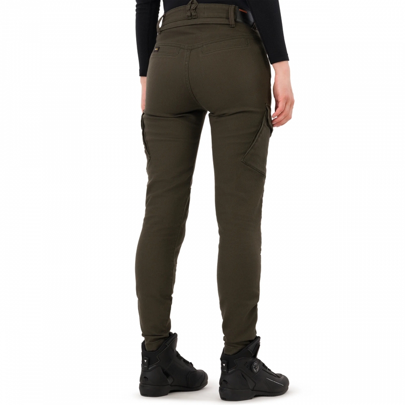 Shima Recon Damen-Motorradjeans in Cropped-Länge, grün