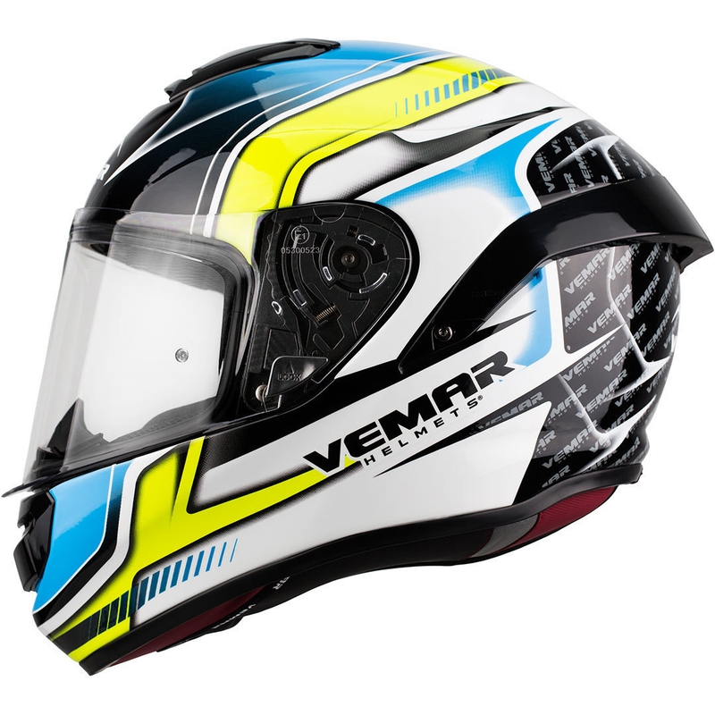 Integralhelm Vemar Hurricane Racing schwarz-weiß-gelb-blau