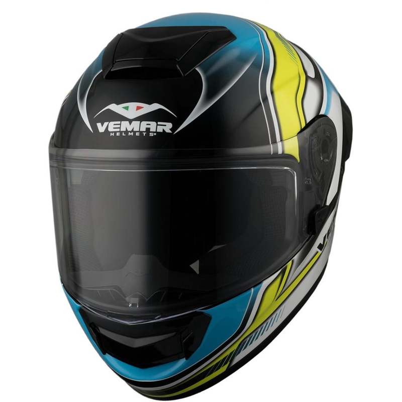 Integralhelm Vemar Hurricane Racing schwarz-weiß-gelb-blau